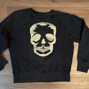 Zadig & Voltaire Black and Gold Skull Crewneck Sweater